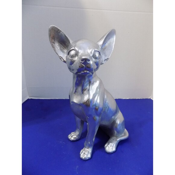 NEW Chihuahua Statue Figurine Silver Chihuhua Dog Figurine - Picture 7 of 7